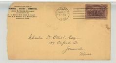 Charles D. Elliot Esq. 59 Oxford St. Somersville. Mass 1893 Memorial History Comittee, Perkins Collection 1861 to 1933 Envelopes and Postcards